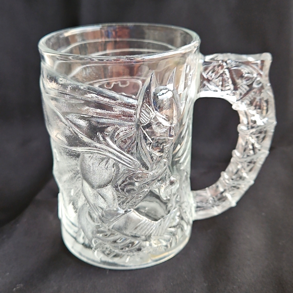 Vintage 1995 DC Comics Batman Forever Clear Glass Mug